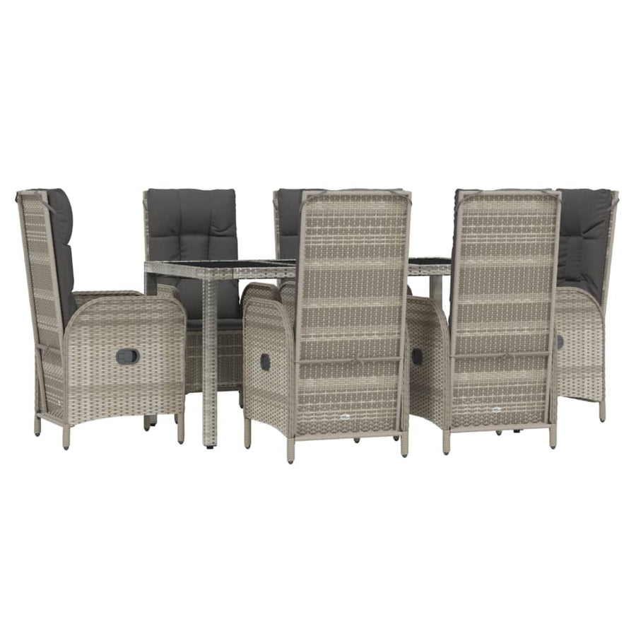 7-Delige Tuinset Met Kussens Poly Rattan Grijs 1 150 cm tafellengte 6x stoel + Tafel