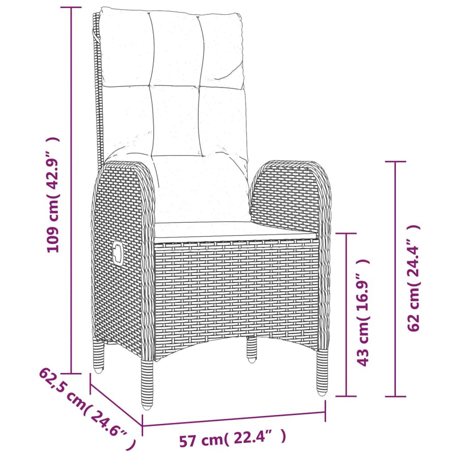 7-Delige Tuinset Met Kussens Poly Rattan Grijs 1 150 cm tafellengte 6x stoel + Tafel