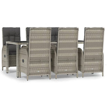 7-Delige Tuinset Met Kussens Poly Rattan Grijs 1 190 cm tafellengte 6x stoel + Tafel