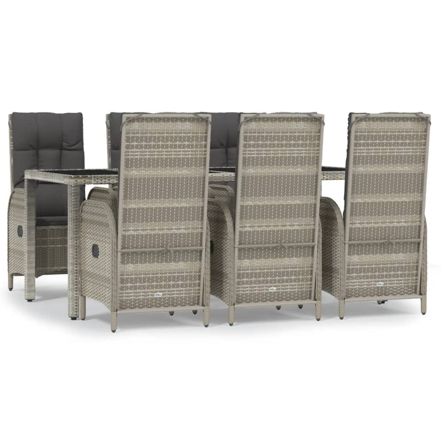 7-Delige Tuinset Met Kussens Poly Rattan Grijs 1 190 cm tafellengte 6x stoel + Tafel