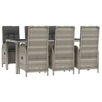 7-Delige Tuinset Met Kussens Poly Rattan Grijs 1 190 cm tafellengte 6x stoel + Tafel
