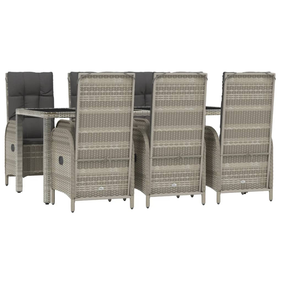 7-Delige Tuinset Met Kussens Poly Rattan Grijs 1 190 cm tafellengte 6x stoel + Tafel