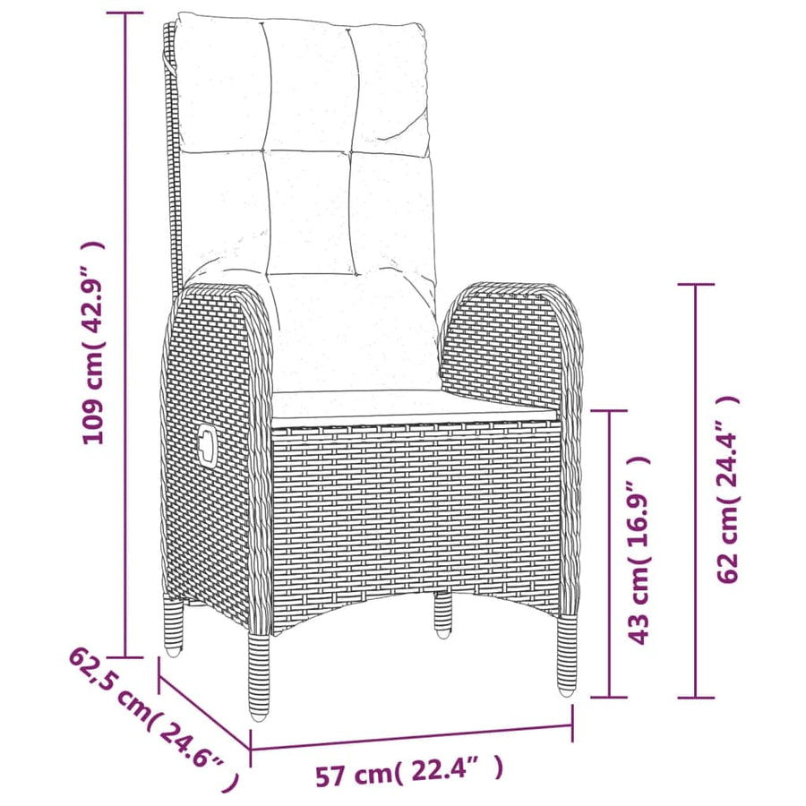 7-Delige Tuinset Met Kussens Poly Rattan Grijs 1 190 cm tafellengte 6x stoel + Tafel