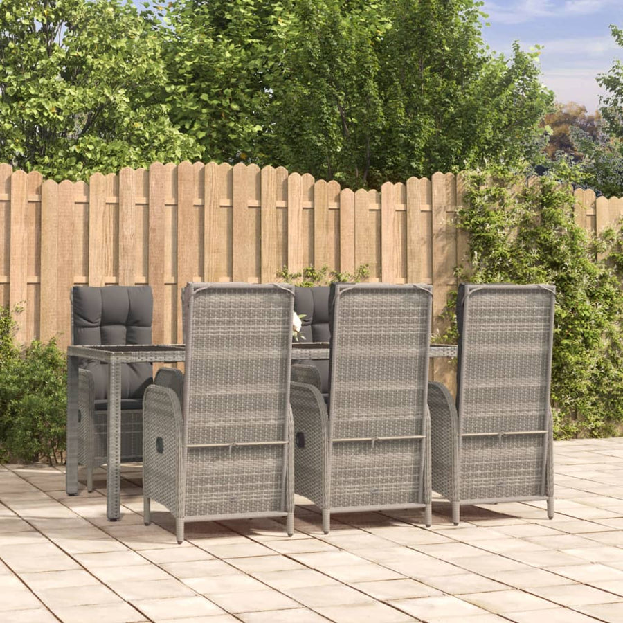 7-Delige Tuinset Met Kussens Poly Rattan Grijs 1 190 cm tafellengte 6x stoel + Tafel