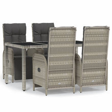 5-Delige Tuinset Met Kussens Poly Rattan Grijs 150 cm tafellengte 4x Fauteuil + Tafel