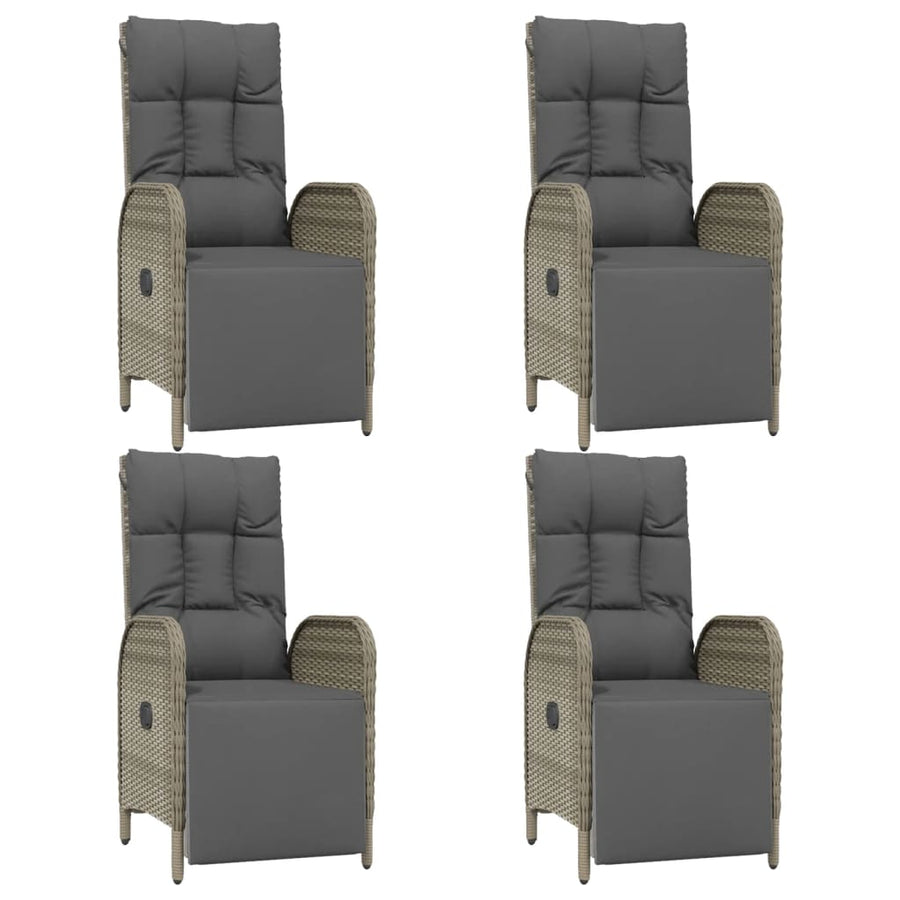 5-Delige Tuinset Met Kussens Poly Rattan Grijs 150 cm tafellengte 4x Fauteuil + Tafel
