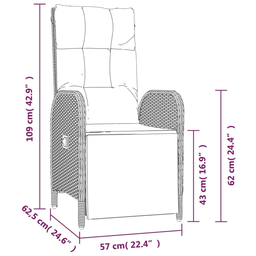 5-Delige Tuinset Met Kussens Poly Rattan Grijs 150 cm tafellengte 4x Fauteuil + Tafel
