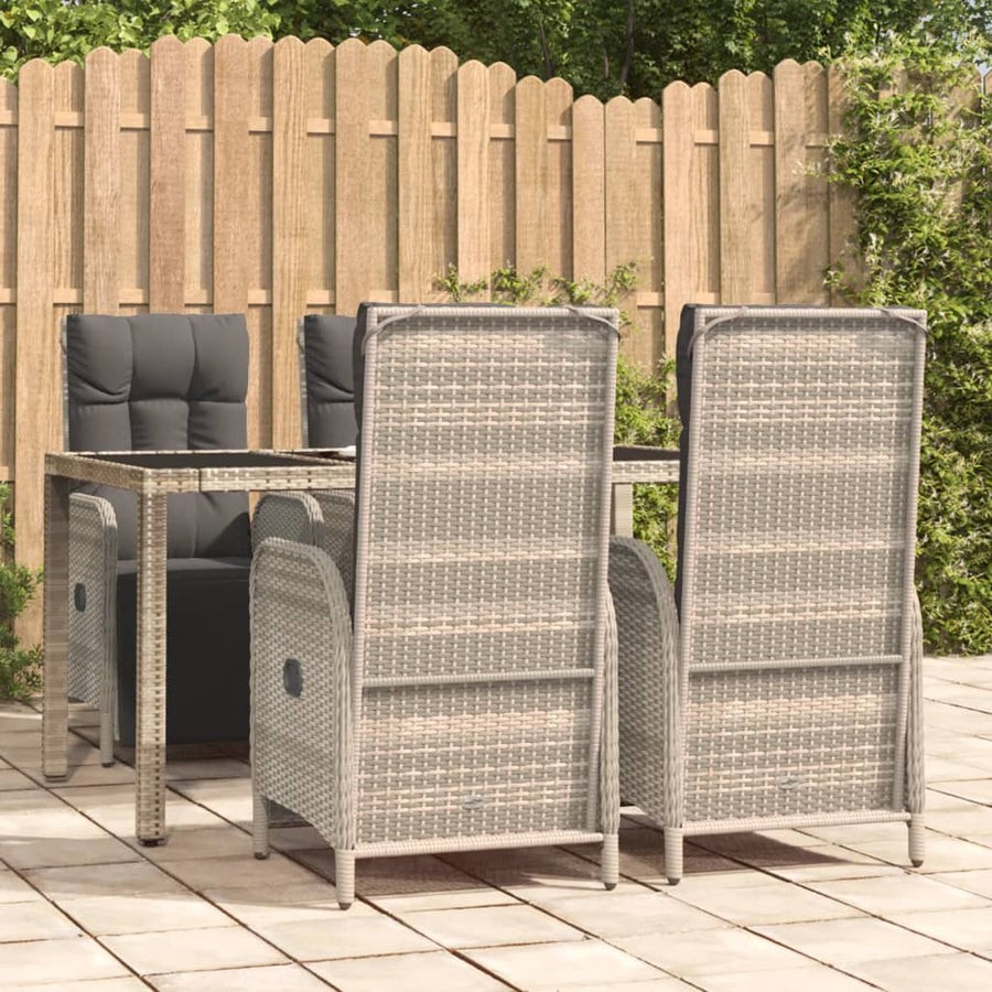 5-Delige Tuinset Met Kussens Poly Rattan Grijs 150 cm tafellengte 4x Fauteuil + Tafel