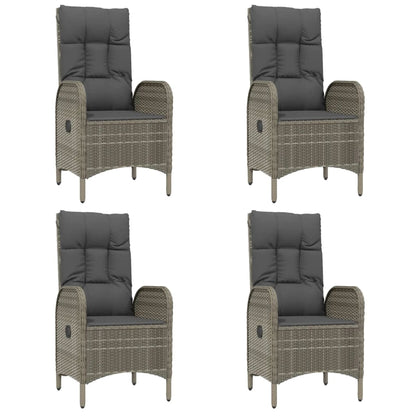 7-Delige Tuinset Met Kussens Poly Rattan Grijs 150 cm tafellengte 4x stoel + 2x Fauteuil + Tafel