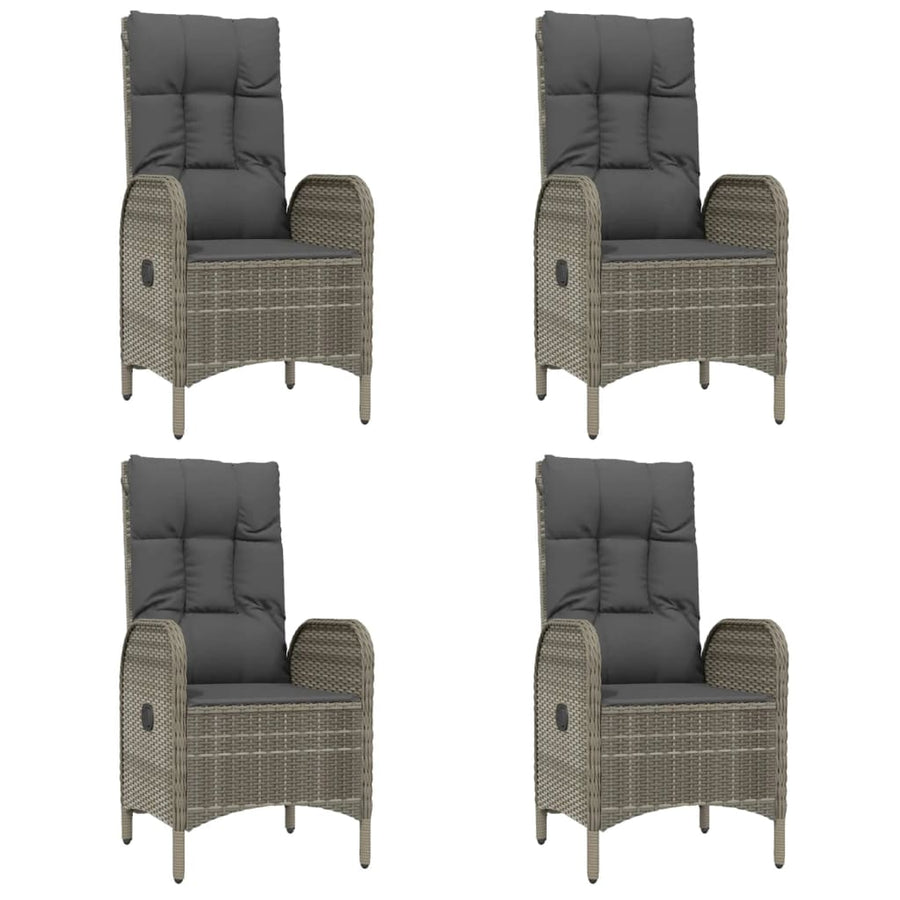 7-Delige Tuinset Met Kussens Poly Rattan Grijs 150 cm tafellengte 4x stoel + 2x Fauteuil + Tafel