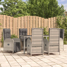 7-Delige Tuinset Met Kussens Poly Rattan Grijs 150 cm tafellengte 4x stoel + 2x Fauteuil + Tafel
