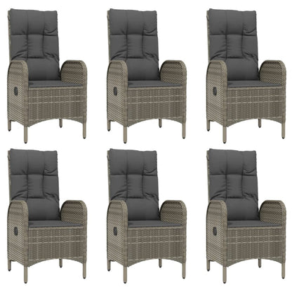 9-Delige Tuinset Met Kussens Poly Rattan Grijs 190 cm tafellengte 6x stoel + 2x Fauteuil + Tafel