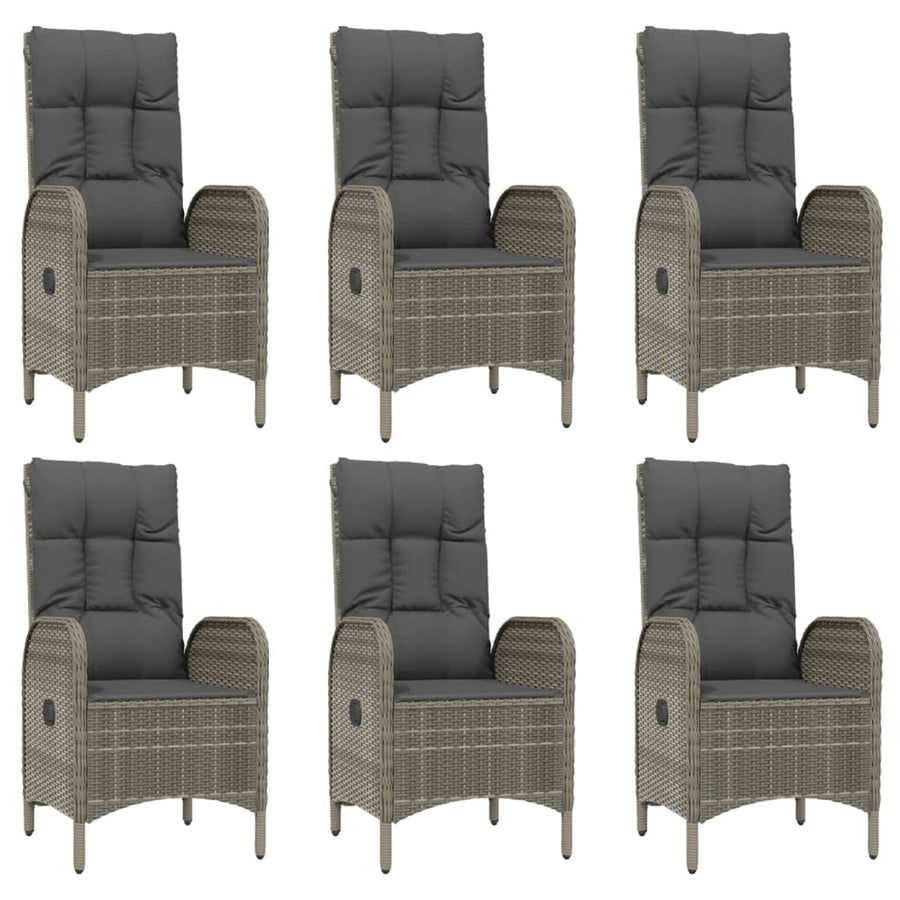 9-Delige Tuinset Met Kussens Poly Rattan Grijs 190 cm tafellengte 6x stoel + 2x Fauteuil + Tafel