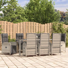 Tuinset 9-delig poly rattan grijs met kussens