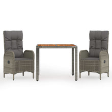 3-Delige Tuinset Met Kussens Poly Rattan Grijs 1