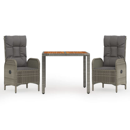 3-Delige Tuinset Met Kussens Poly Rattan Grijs 1