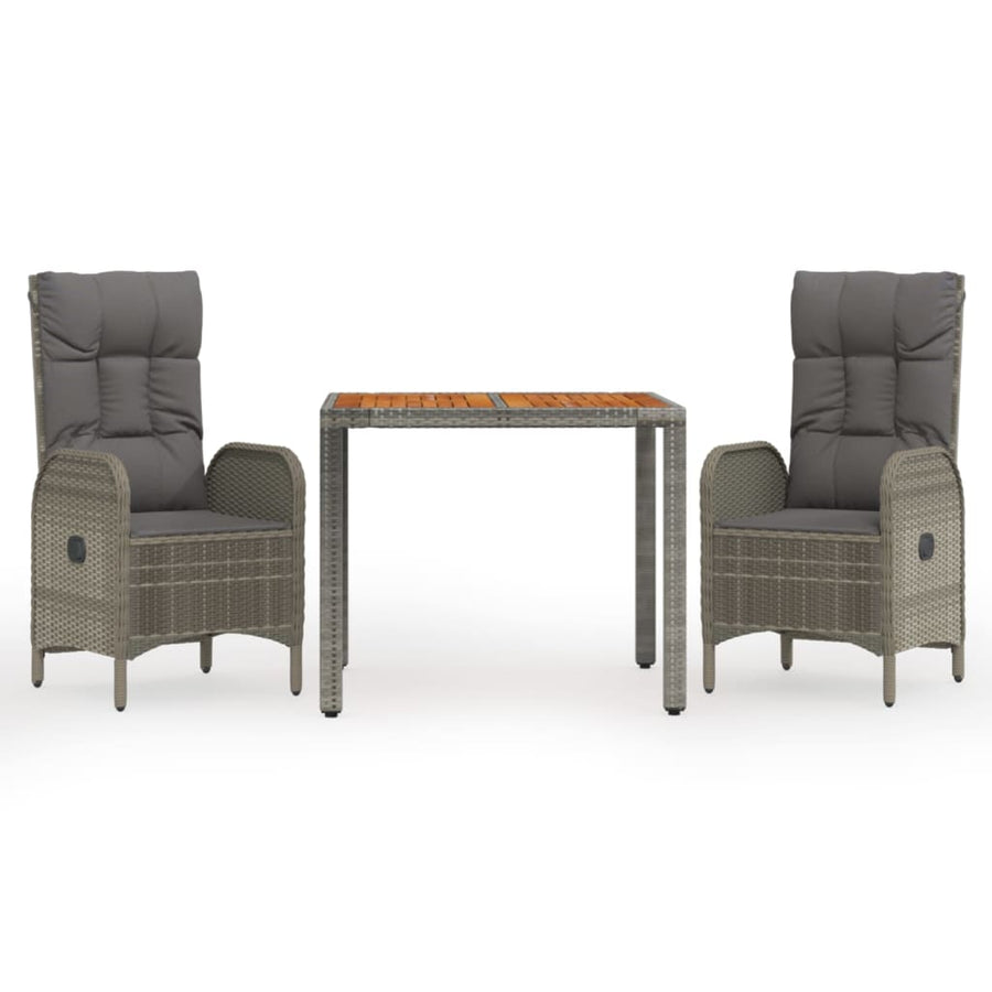 3-Delige Tuinset Met Kussens Poly Rattan Grijs 1