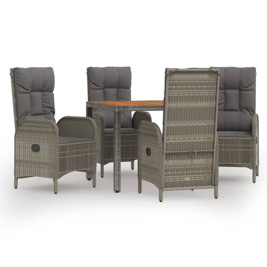 5-Delige Tuinset Met Kussens Poly Rattan Grijs 1