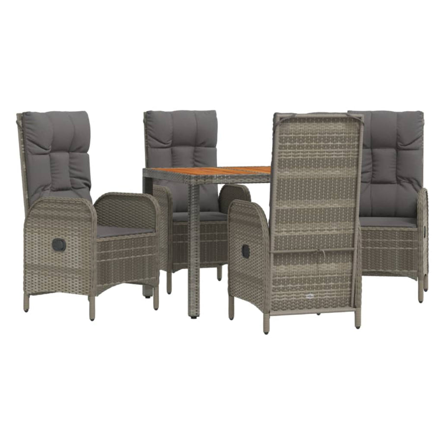 5-Delige Tuinset Met Kussens Poly Rattan Grijs 1