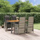 Tuinset 5-delig poly rattan grijs acaciahout