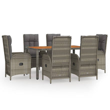 7-Delige Tuinset Met Kussens Poly Rattan Grijs 1 150 cm tafellengte 6x stoel + Tafel