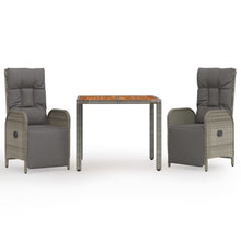 3-Delige Tuinset Met Kussens Poly Rattan Grijs 1