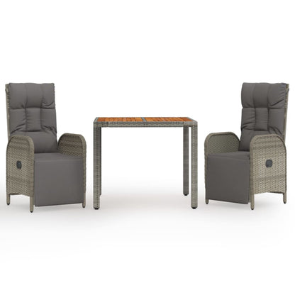 3-Delige Tuinset Met Kussens Poly Rattan Grijs 1