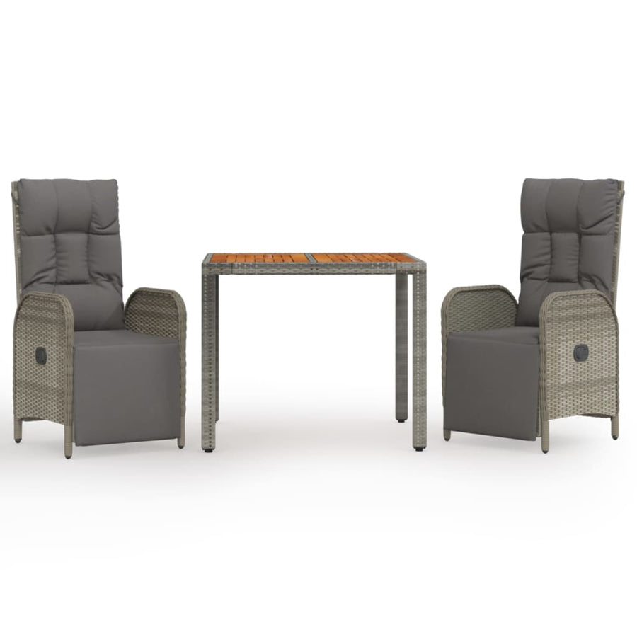 3-Delige Tuinset Met Kussens Poly Rattan Grijs 1
