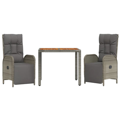 3-Delige Tuinset Met Kussens Poly Rattan Grijs 1