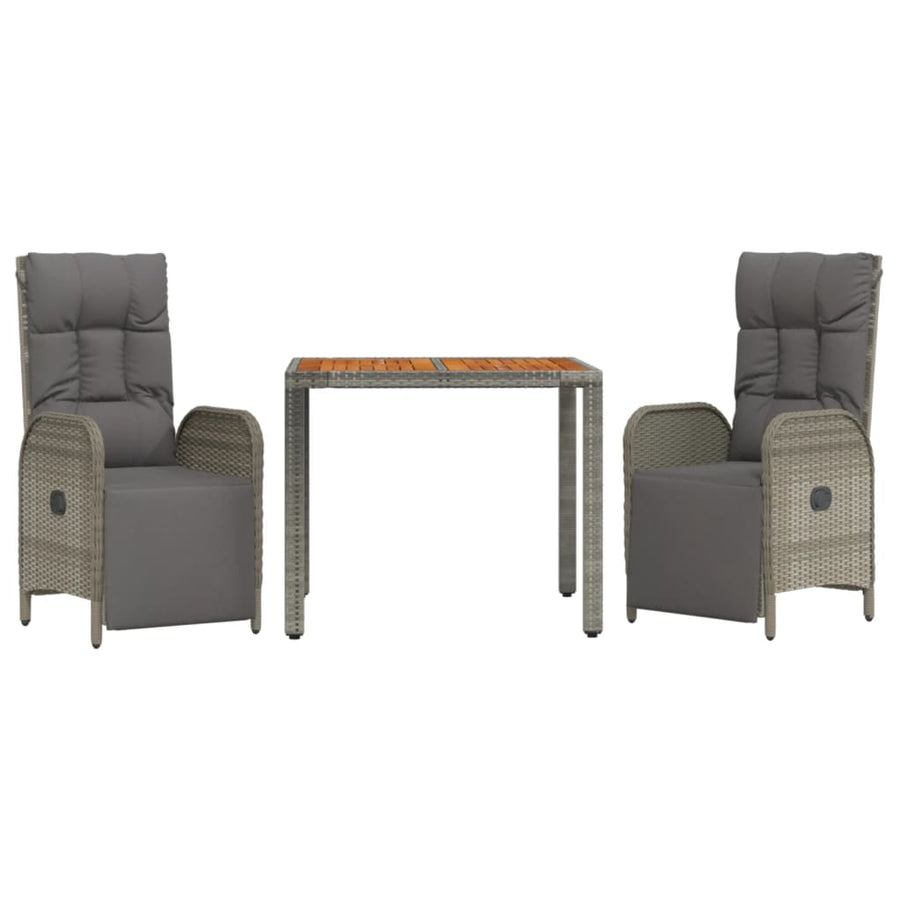 3-Delige Tuinset Met Kussens Poly Rattan Grijs 1