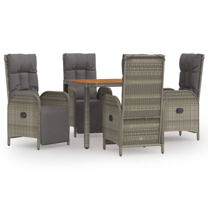 5-Delige Tuinset Met Kussens Poly Rattan Grijs 1