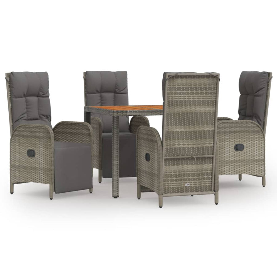 5-Delige Tuinset Met Kussens Poly Rattan Grijs 1