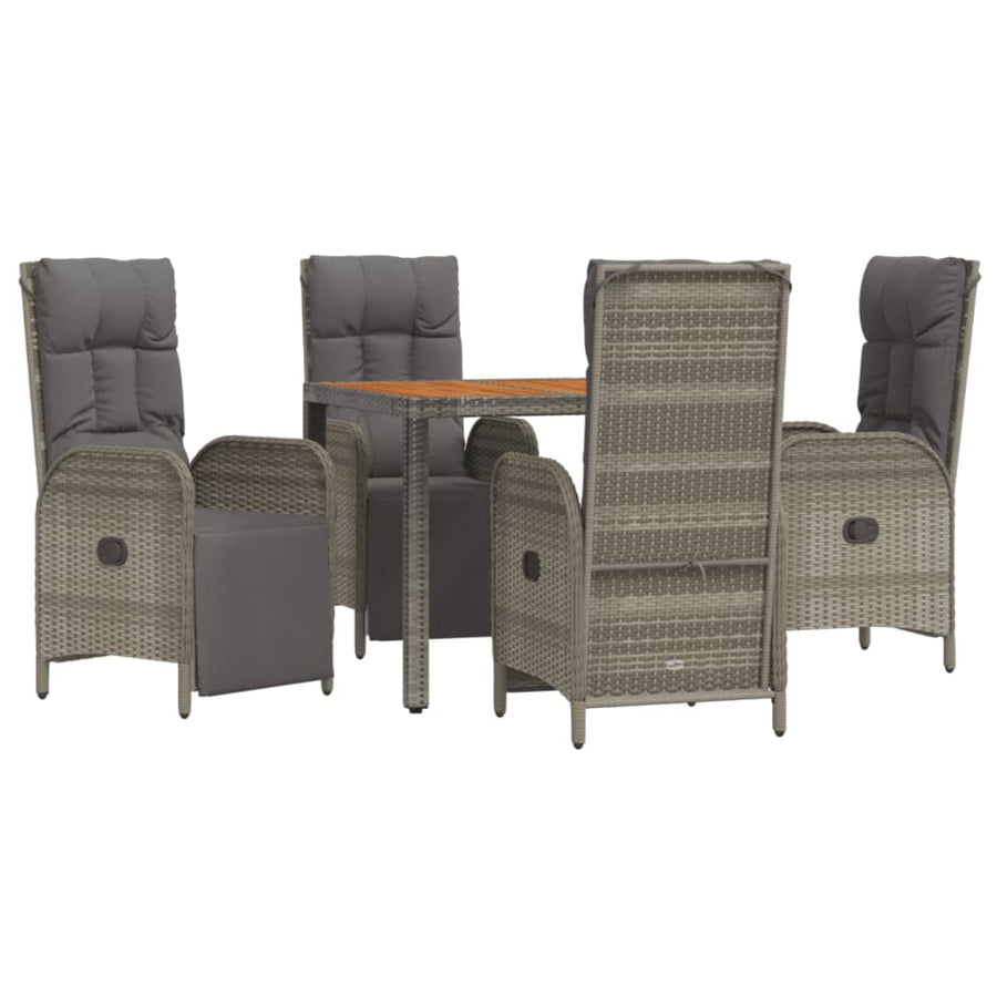 5-Delige Tuinset Met Kussens Poly Rattan Grijs 1