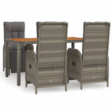 5-Delige Tuinset Met Kussens Poly Rattan Grijs 150 cm tafellengte 4x Fauteuil + Tafel