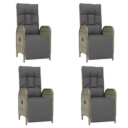 5-Delige Tuinset Met Kussens Poly Rattan Grijs 150 cm tafellengte 4x Fauteuil + Tafel