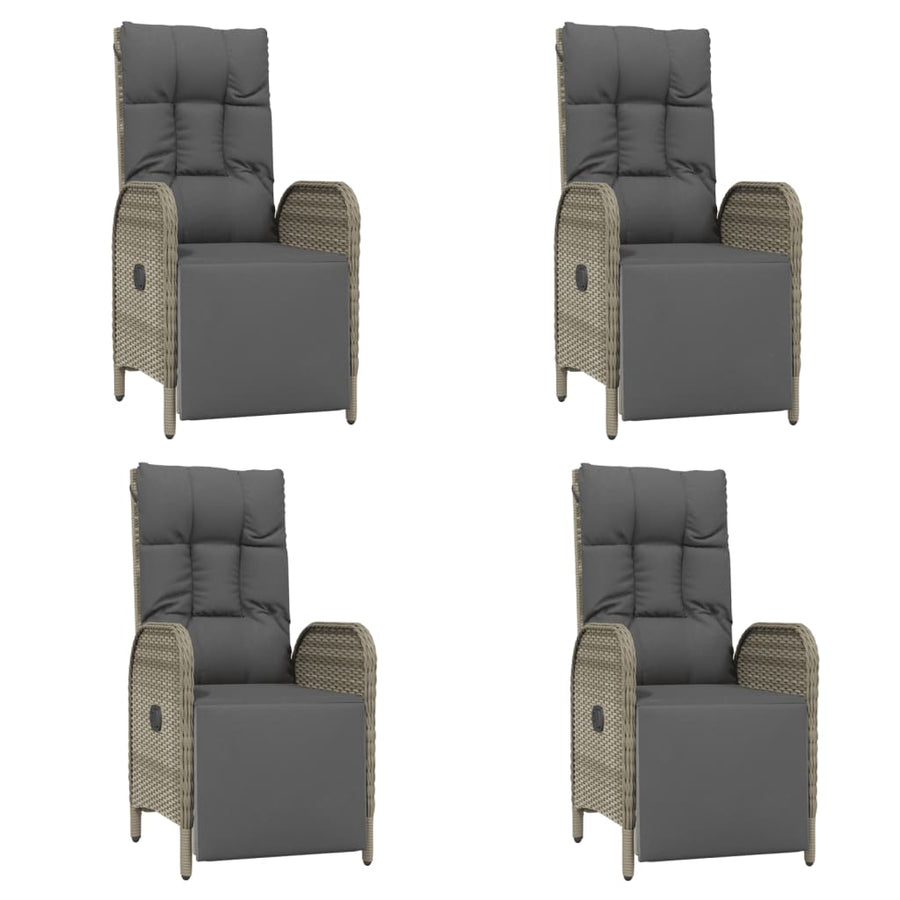 5-Delige Tuinset Met Kussens Poly Rattan Grijs 150 cm tafellengte 4x Fauteuil + Tafel