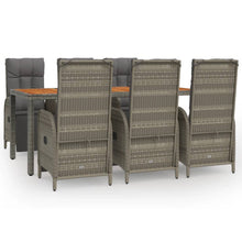 7-Delige Tuinset Met Kussens Poly Rattan Grijs 190 cm tafellengte 6x Fauteuil + Tafel