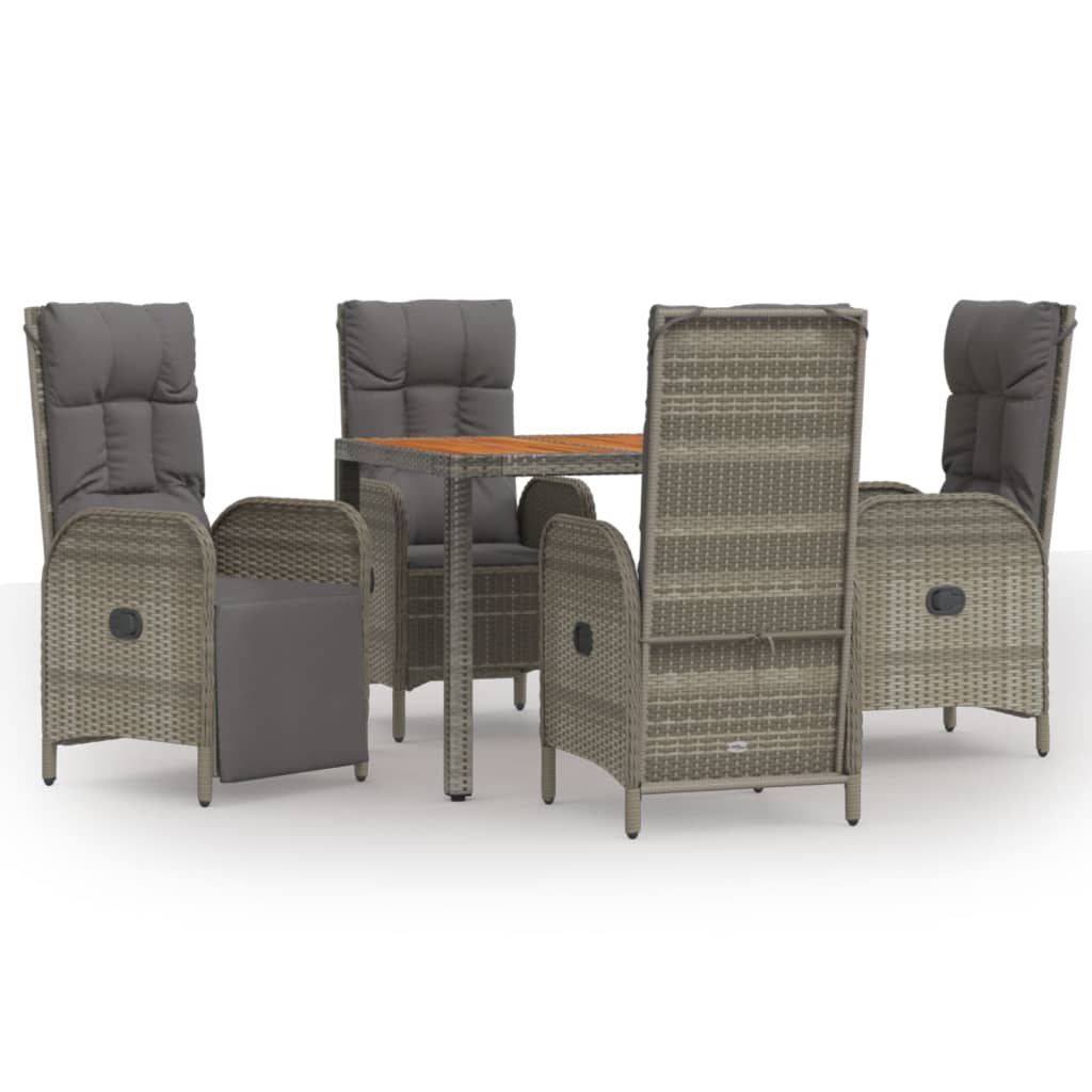 5-Delige Tuinset Met Kussens Poly Rattan Grijs 1