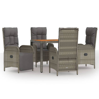 5-Delige Tuinset Met Kussens Poly Rattan Grijs 1
