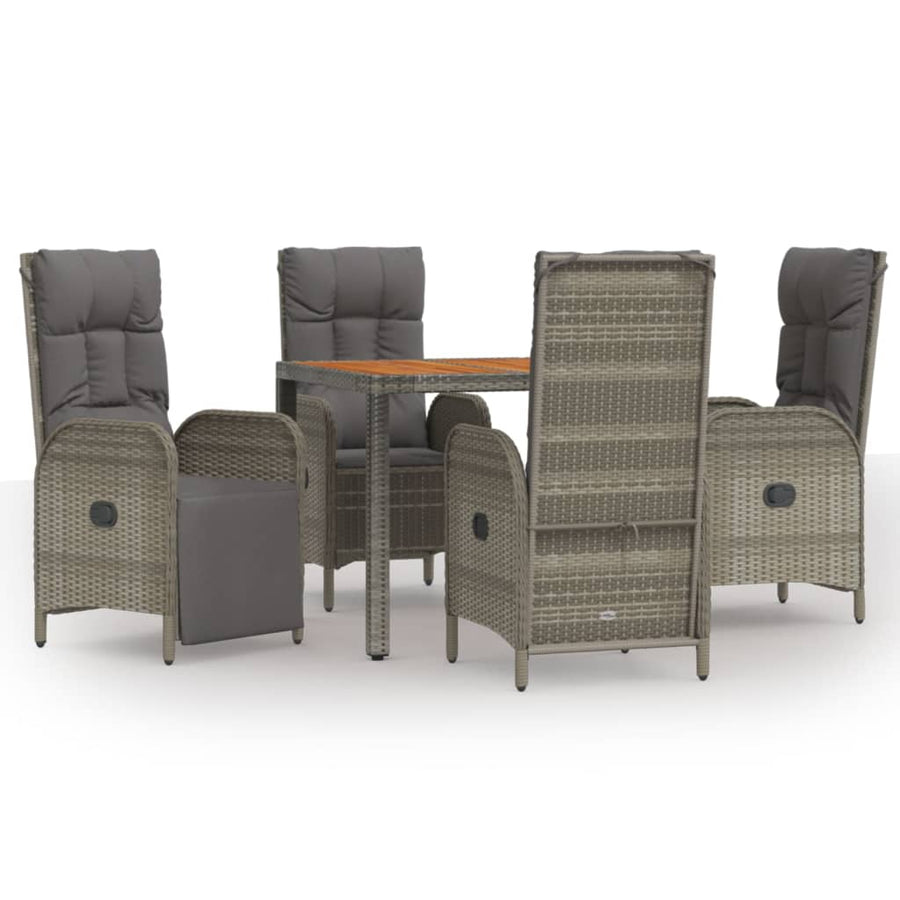 5-Delige Tuinset Met Kussens Poly Rattan Grijs 1