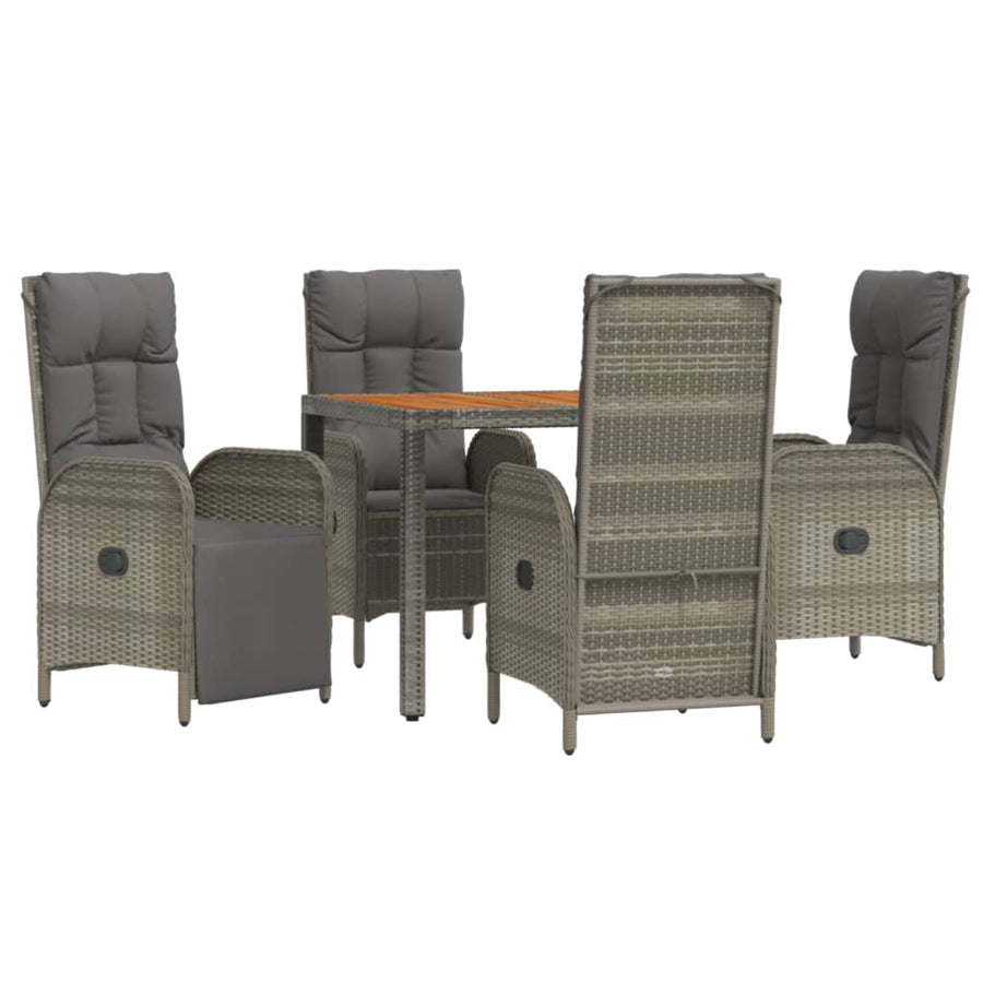 5-Delige Tuinset Met Kussens Poly Rattan Grijs 1