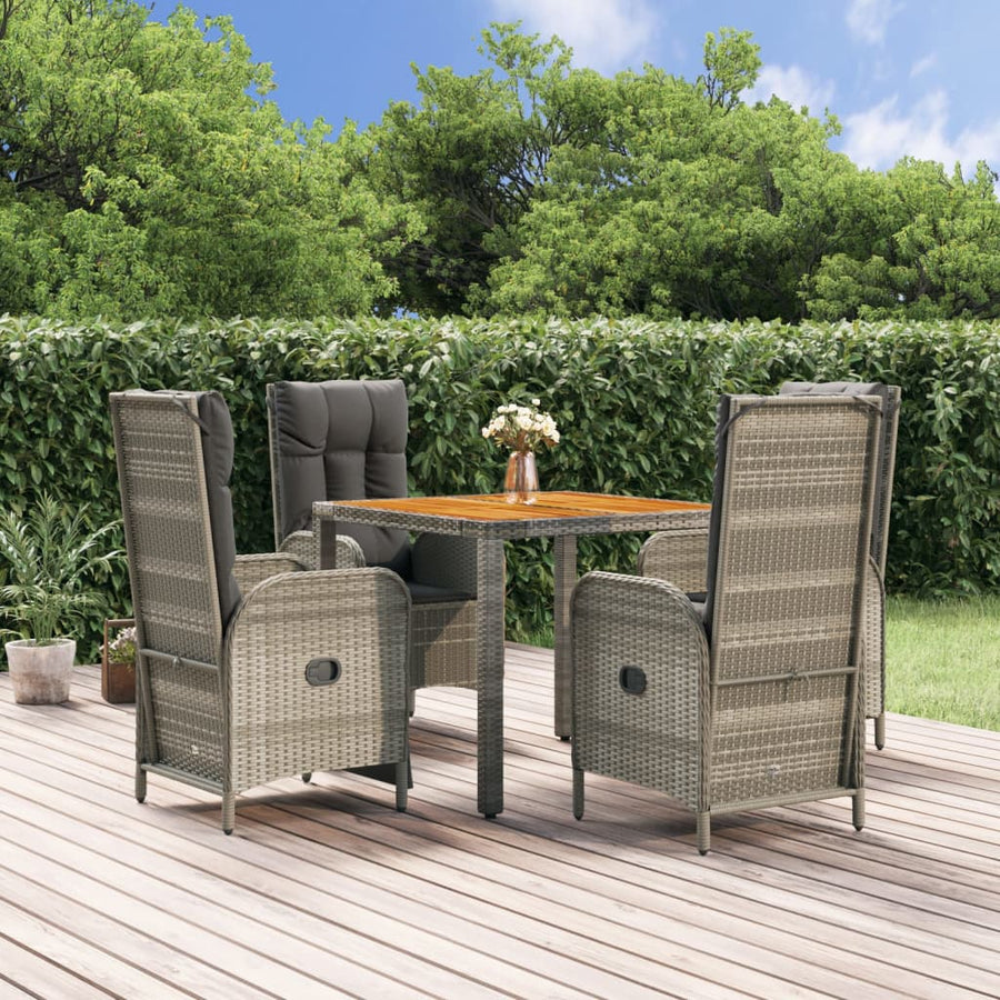 5-Delige Tuinset Met Kussens Poly Rattan Grijs 1