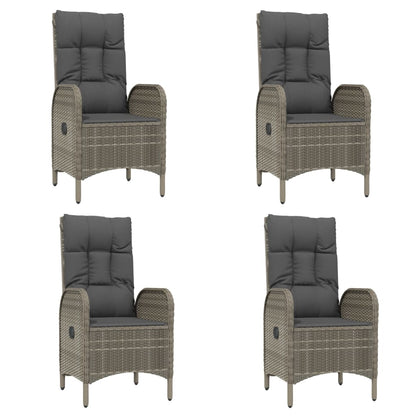 7-Delige Tuinset Met Kussens Poly Rattan Grijs 150 cm tafellengte 4x stoel + 2x Fauteuil + Tafel