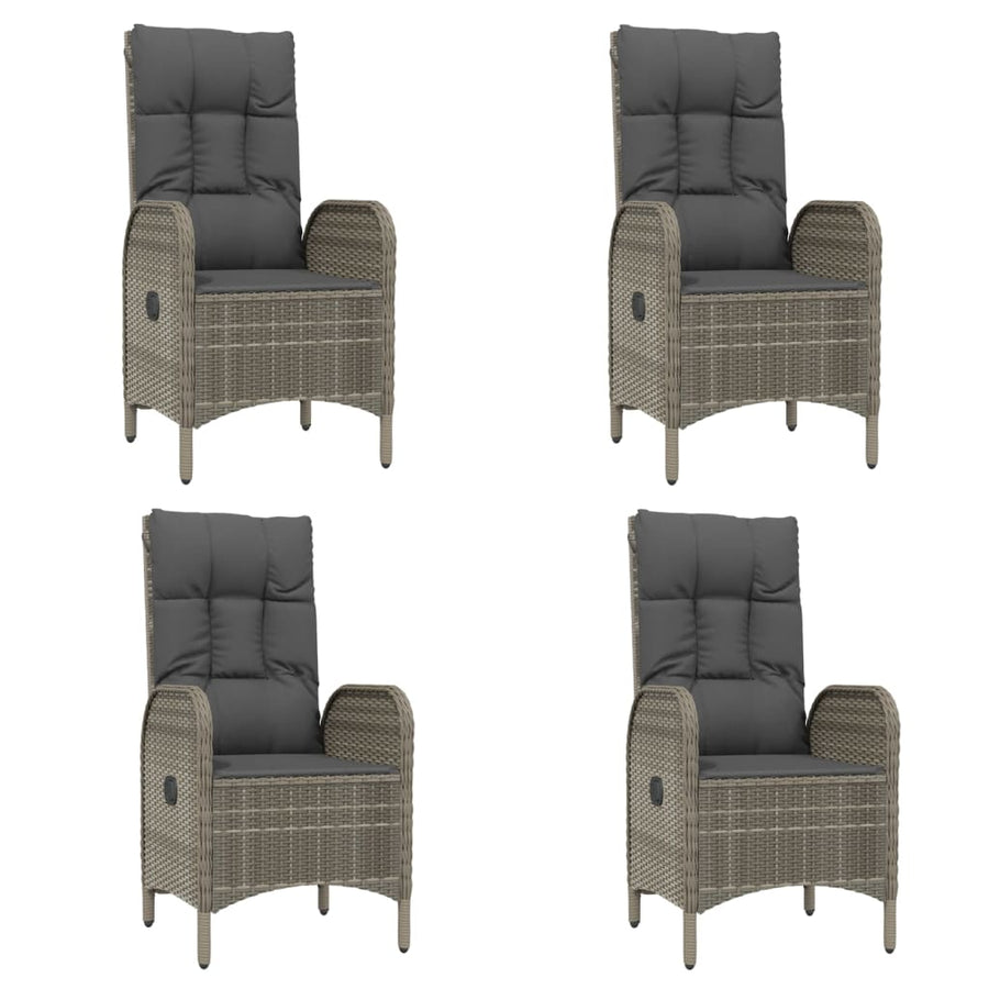 7-Delige Tuinset Met Kussens Poly Rattan Grijs 150 cm tafellengte 4x stoel + 2x Fauteuil + Tafel