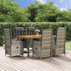 Tuinset 7-delig poly rattan grijs met kussens