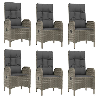9-Delige Tuinset Met Kussens Poly Rattan Grijs 190 cm tafellengte 6x stoel + 2x Fauteuil + Tafel