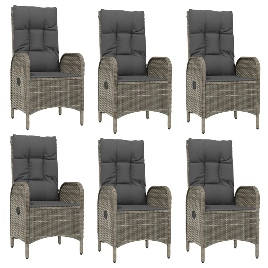 9-Delige Tuinset Met Kussens Poly Rattan Grijs 190 cm tafellengte 6x stoel + 2x Fauteuil + Tafel