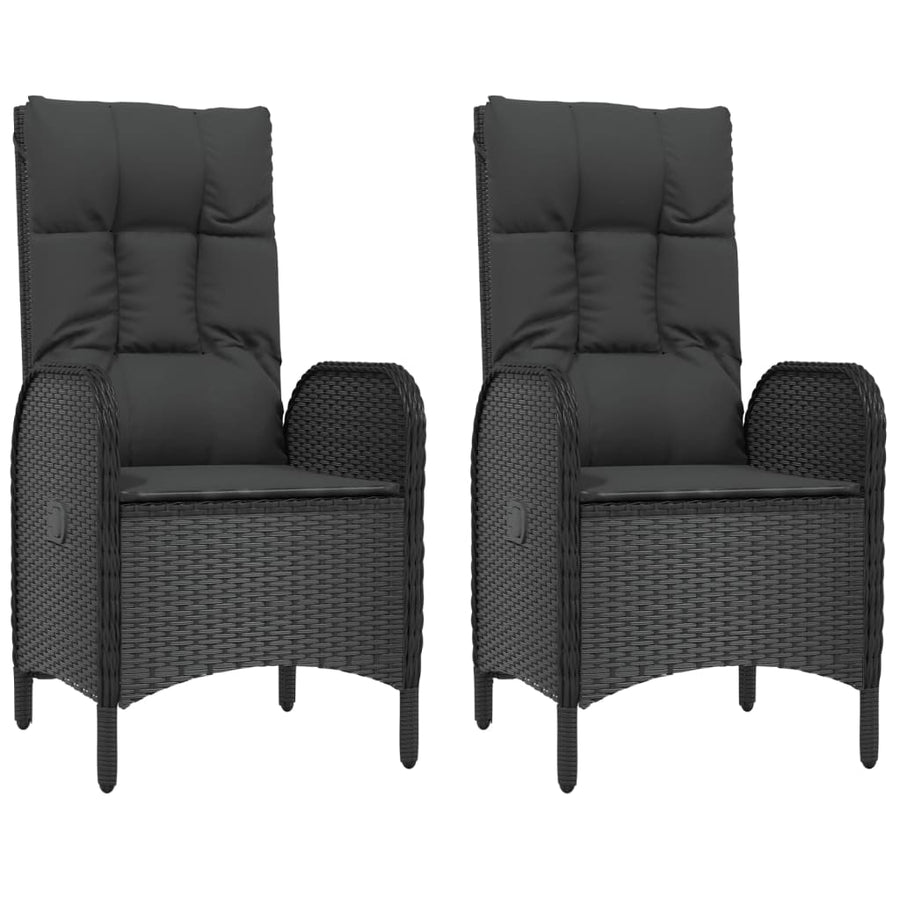3-Delige Tuinset Met Kussens Poly Rattan Zwart 1 90 cm tafellengte