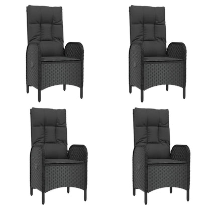 5-Delige Tuinset Met Kussens Poly Rattan Zwart 1 90 cm tafellengte