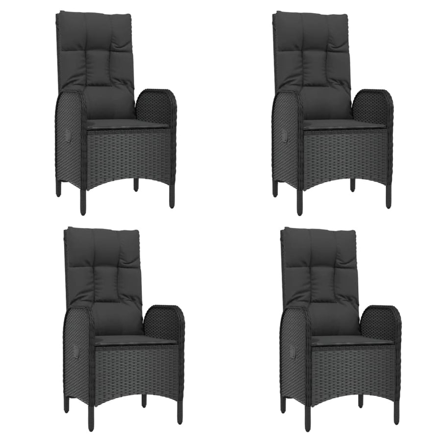 5-Delige Tuinset Met Kussens Poly Rattan Zwart 1 90 cm tafellengte